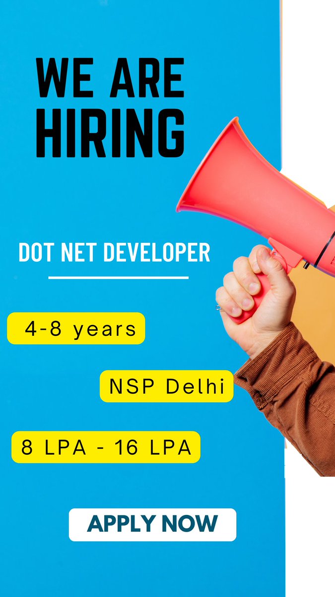 Comment 'YES' if you are interested in applying!

#linkinbio 👇

#myjobhut #hiringalert #delhi #hiring #opportunity #jobs #hardwork #jobseekers #jobposting  #dotnetdeveloper #dotnetjobs #dotnettricks #jobsearch #india #hiringandpromotion #interview #wearehiring #jobhunt