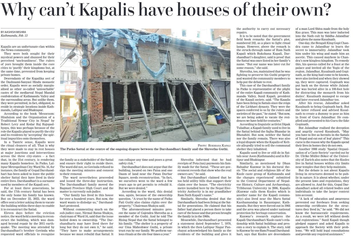AasMishra's tweet photo. Historical marginalisation has present-day ramifications. The gashes they cause keep hurting for generations. 
My report on the difficult residential situation the Kapalis of Kathmandu face.

Thank you @MinchyaaMeyju for your help with this piece.

https://t.co/Y68Neie74Y https://t.co/iyS1uuG3TW