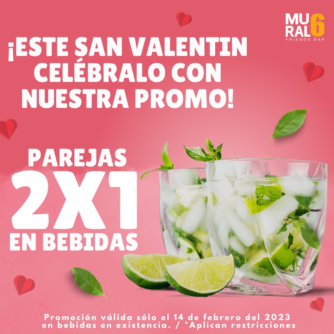 MuralSeis's tweet photo. Hoy #Martes #DiaDelAmorYLaAmistad vente a #Mural6 en #parejas #2x1 https://t.co/CSzsBYDNPs