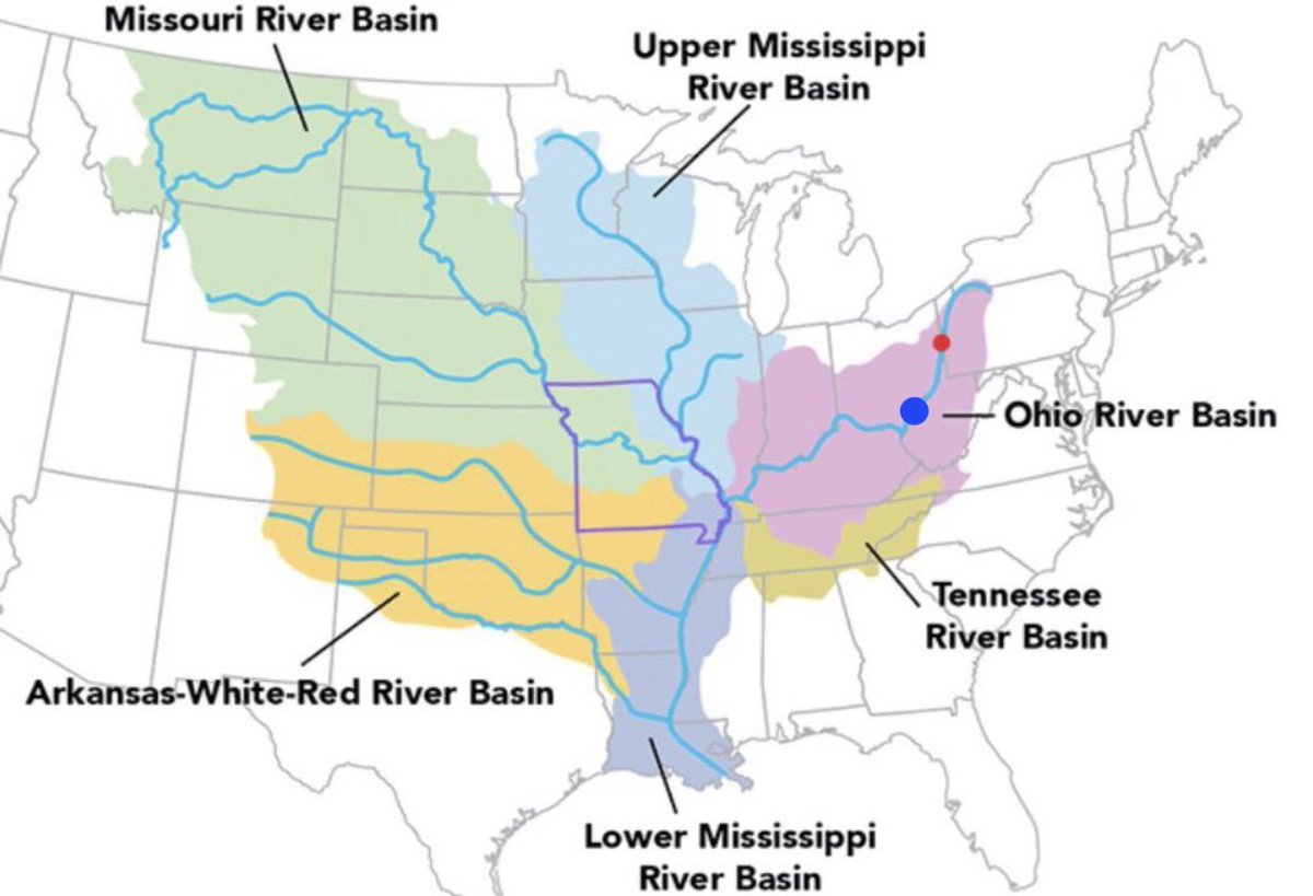 @Klittle2487 Ohio
Western Pennsylvania 
West Virginia.   
My kids are in the direct path of the contaminated water in the Ohio River. All towns in West Virginia that are on that river draw their drinking water from THAT RIVER.
The blue dot is the approximate location of our town.