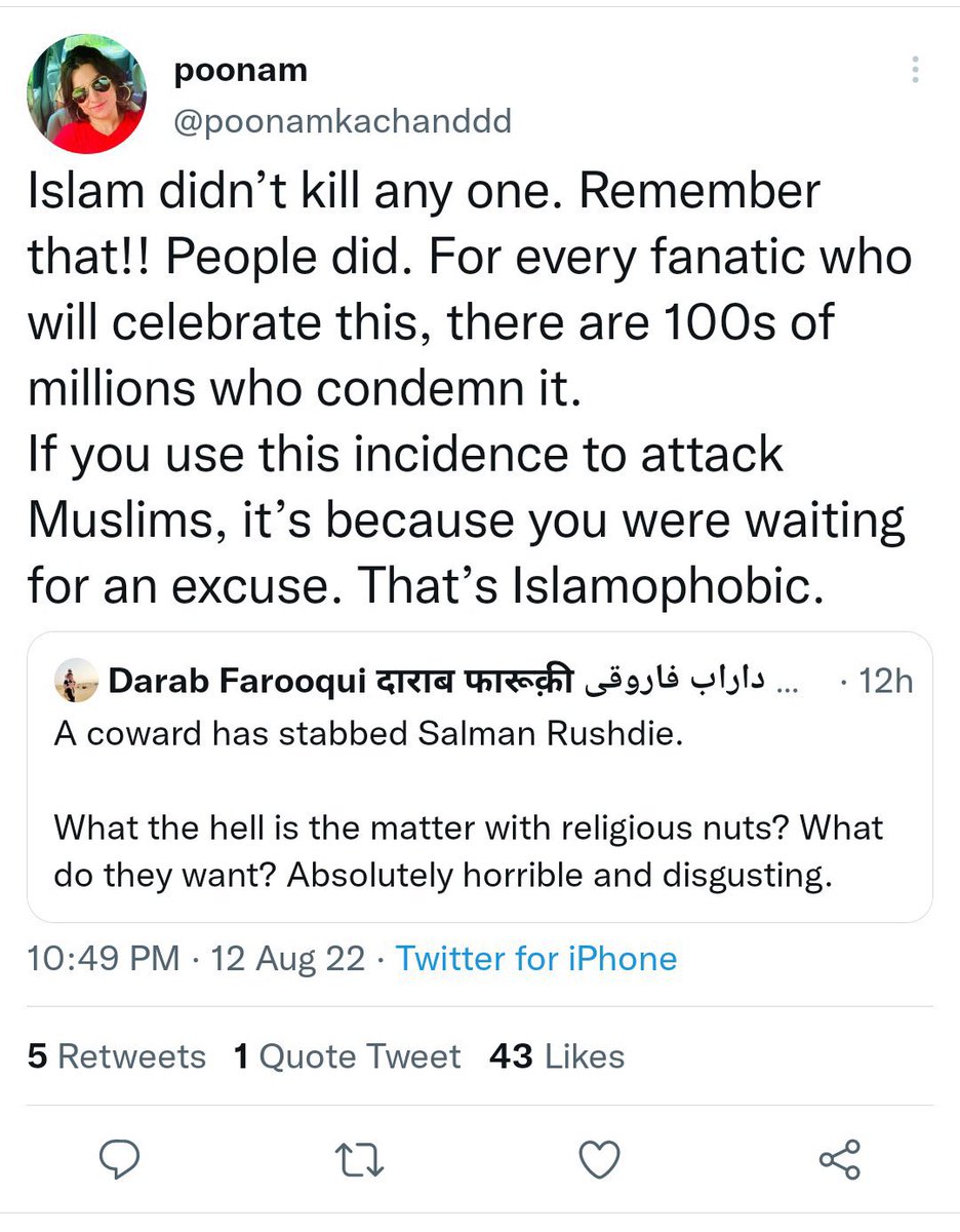 laughingmonnk's tweet photo. @poonamkachanddd Hatemongers like you should be banned from twitter. #CleanTwitter https://t.co/J7OMzx1YYv