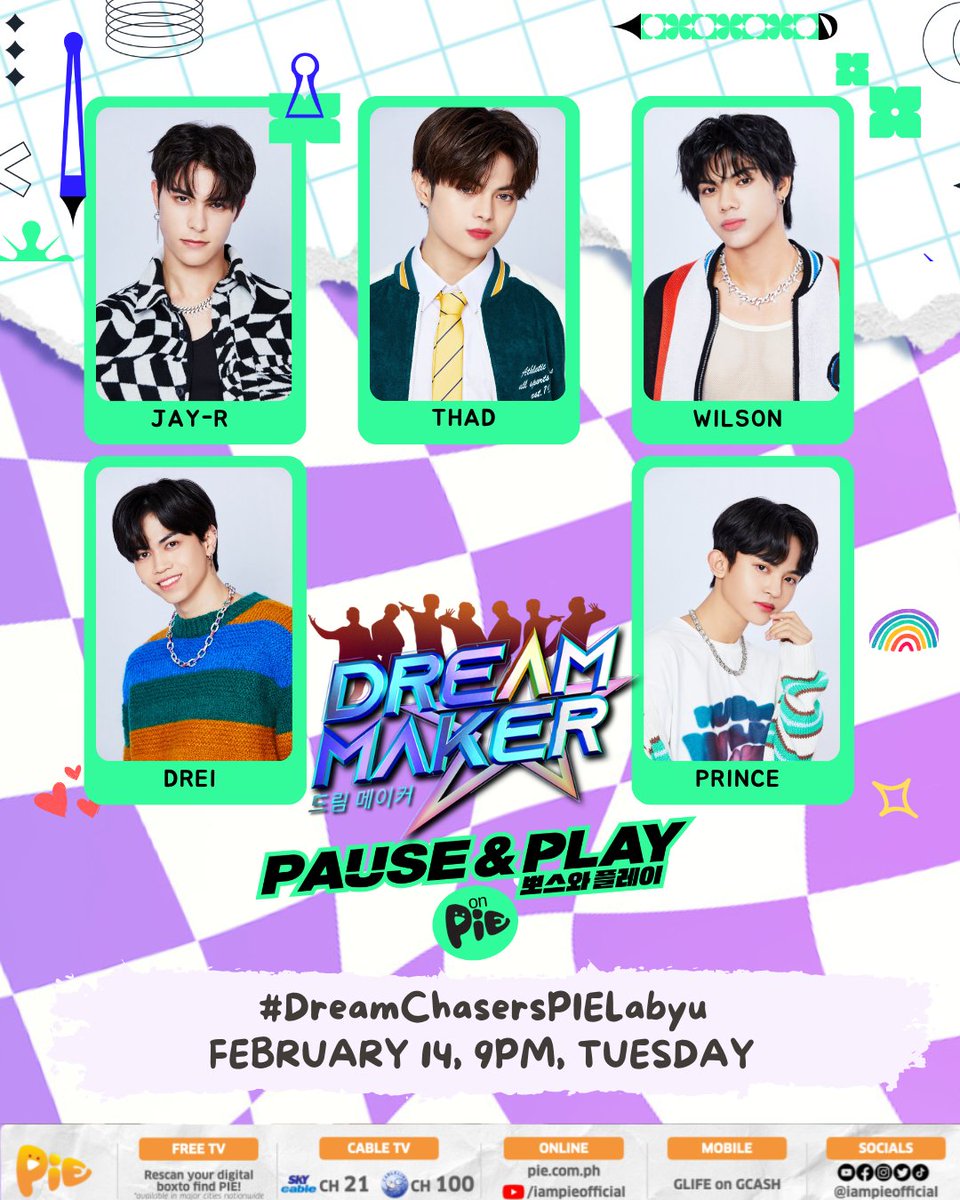 iampieofficial's tweet image. VALENTINE'S NIGHT WITH OUR DREAM CHASER!

Ready na ba ang lahat for chikahan and kulitan with Jay-R, Thad, Wilson, Drei, and Prince? Spend your late night with us dito lang sa Dream Maker Pause &amp;amp; Play, 9PM here sa #PIEChannel!

#DreamChasersPIELabyu