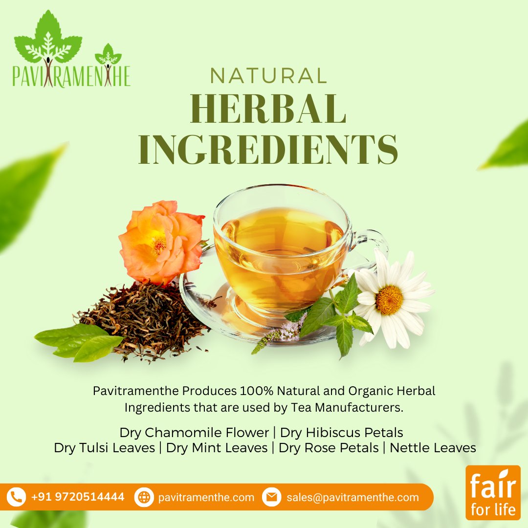 Pavitramenthe Produces 100% Natural and Organic Herbal Ingredients that are used by Tea Manufacturers.
#fairtrade #fairforlife #ffl #sustainablefarming #organicfarming #regenerativeorganic #pavitramenthe #creationbiotech #organicproducts #herbaltea #flavouredtea