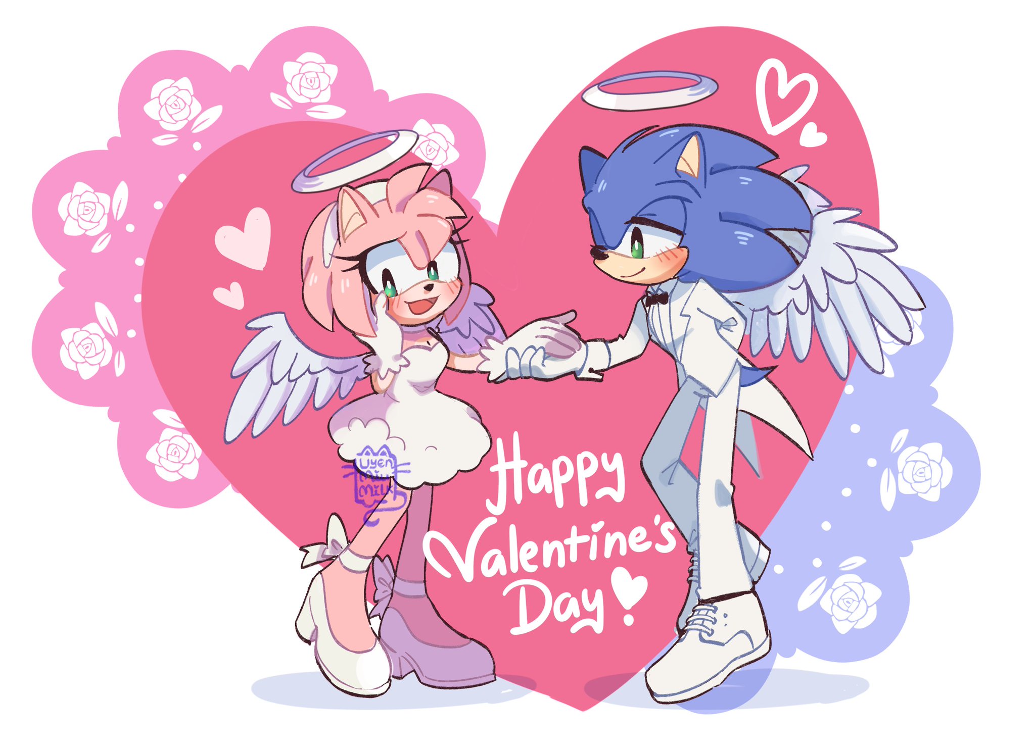 Hey, Happy Valentine's Day, Amy!” Sonic x Amy Art