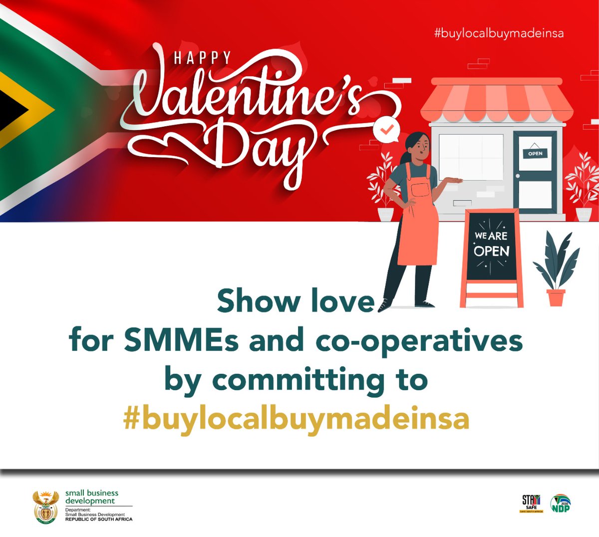 Show love for SMMEs and Co-operatives by committing to buy local!

#BuyLocalBuyMadeInSA
#LocalisLekker