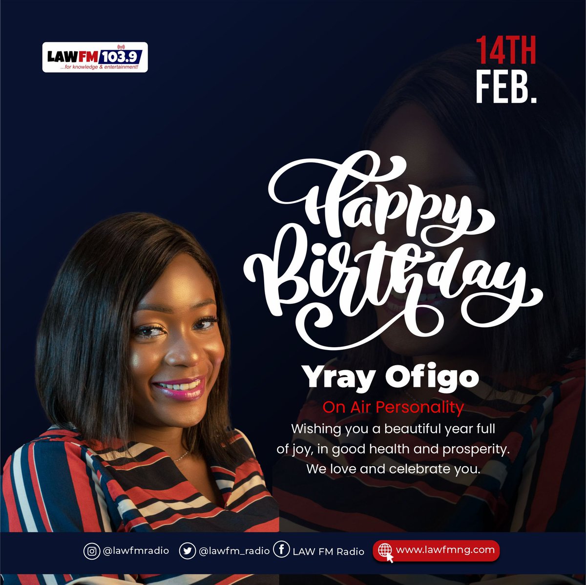 lawfm_radio's tweet photo. Birthday twins💃🕺🎉🎉

Happy Birthday to our very dear @yrayeva and our very resourceful radio mechanic @radiomech88 

Wishing you both an awesome day and a beautiful year full of joy, good health, and prosperity. 

#LAWFM #HappyBirthday https://t.co/DfOIK0gJVh