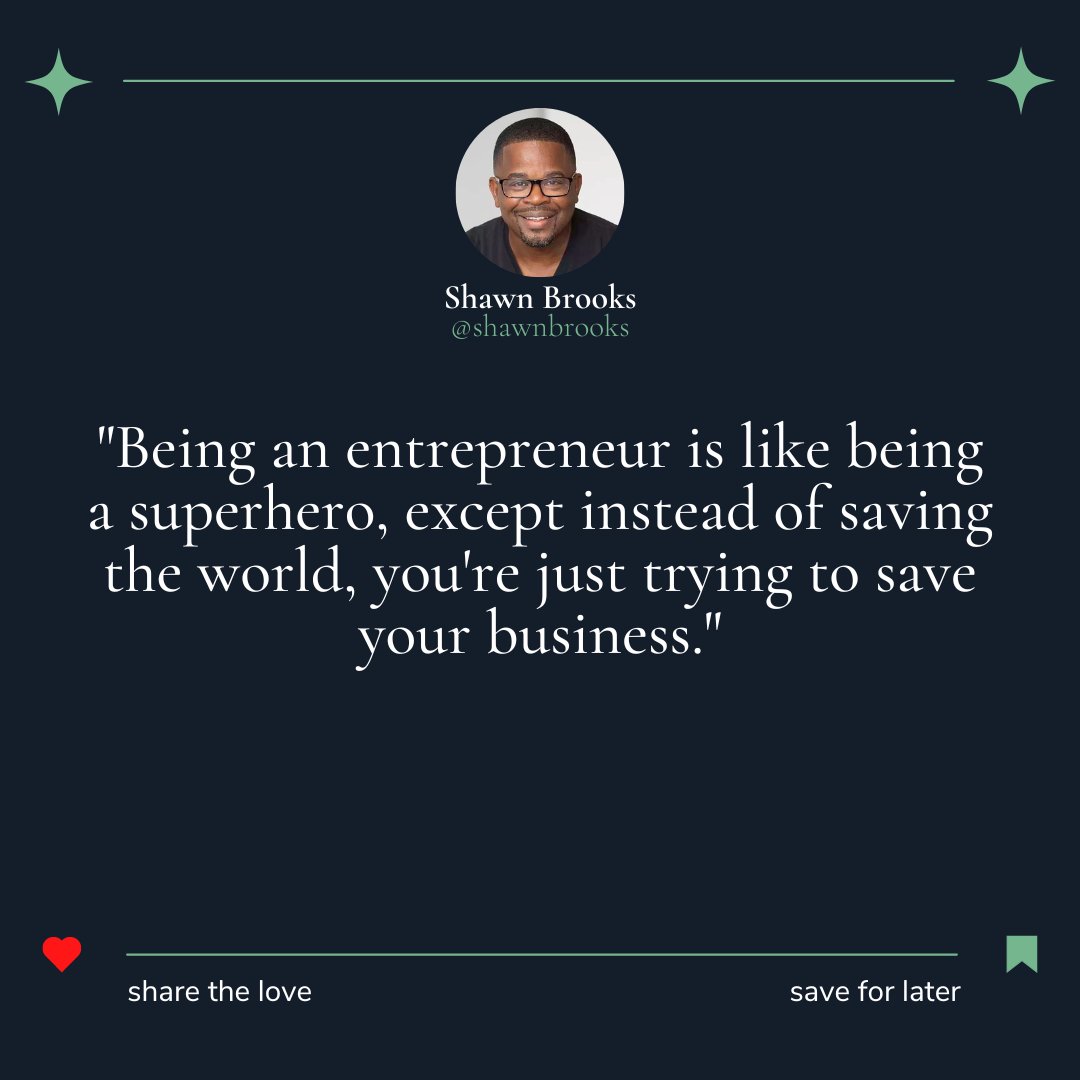 iamshawnbrooks's tweet photo. Entrepreneur Superheroes: Saving Your Business One Day at a Time.  

#EntrepreneurSuperhero #SavingYourBusiness #BusinessTips #EntrepreneurLife #StartupTips #CoachShawnBrooks https://t.co/qUcOiIoafX