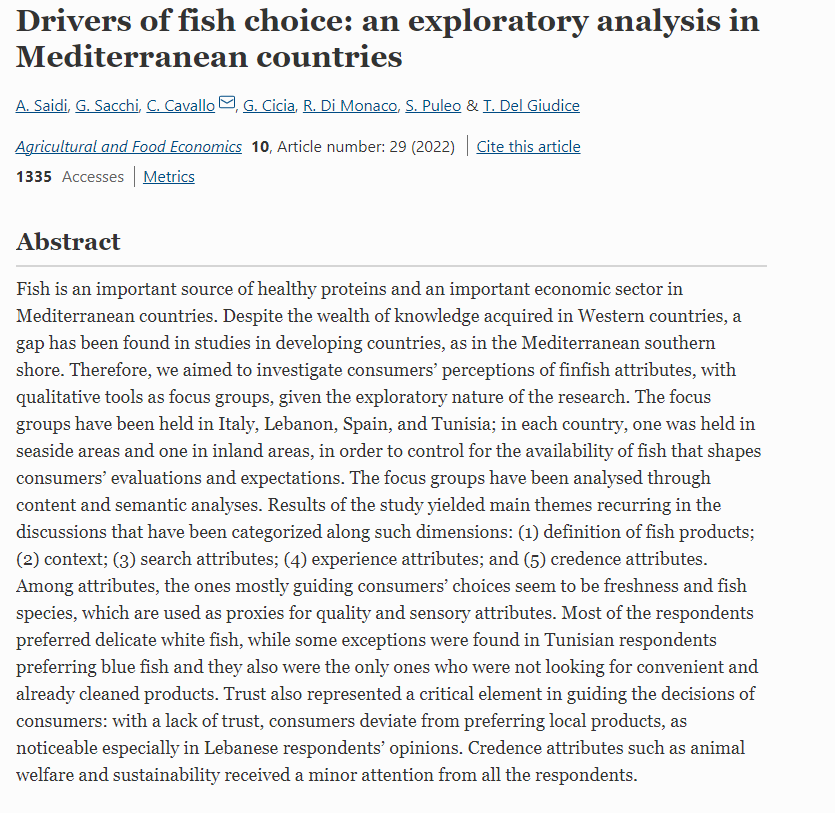 SUREFISH_EU's tweet photo. We invite you to read the latest publication by UNINA regarding consumer preferences for fish consumption in the Mediterenean area.
More 👉🏻️https://t.co/54dQG5usX3 https://t.co/fMNSVUfTsN