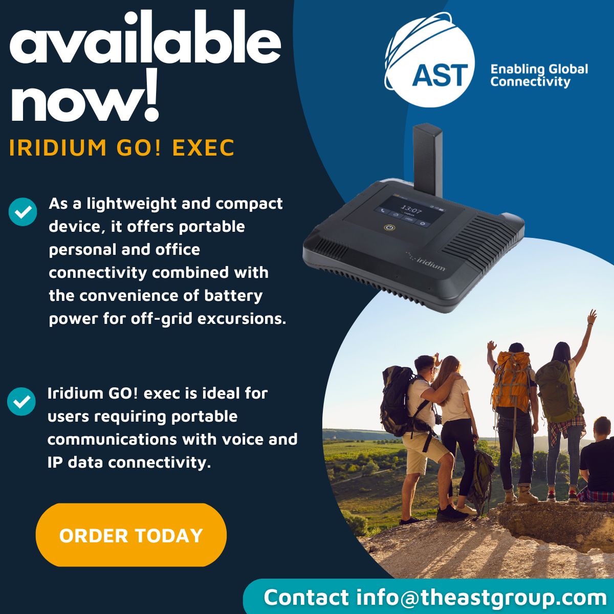 Take your connectivity to the next level with the all-new Iridium GO! Exec. Stay connected anywhere on the planet with this compact, portable satellite hotspot. Contact us today - info@theastgroup.com #IridiumGOExec #StayConnectedAnywhere