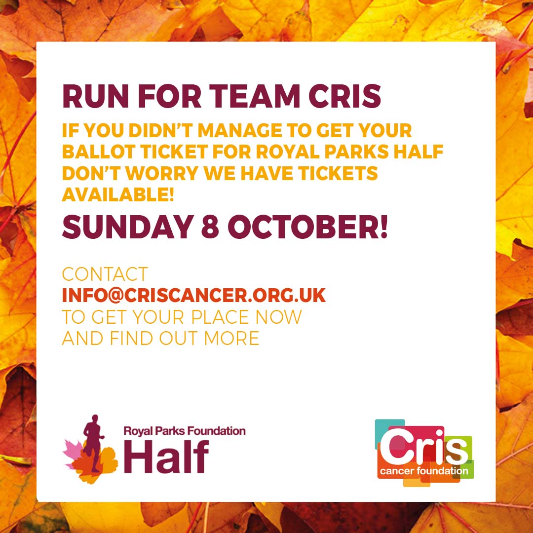 And if you did get a place in the ballot, you can still fundraise for CRIS! Email info@criscancer.org.uk to find out how you can join our team! @RoyalParksHalf #criscanceruk #royalparkshalf