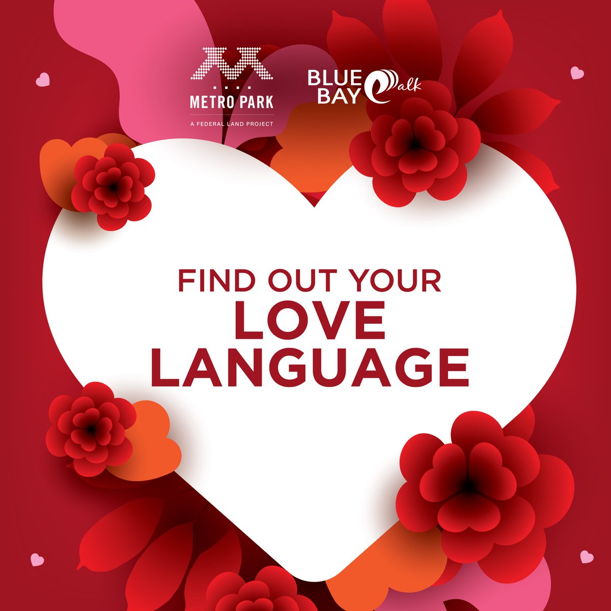 BlueBayWalk's tweet photo. What's your love language?

Visit #BlueBlueWalk #MetroPark and spend your Valentine's Day ❤️ with us. https://t.co/sxdY8QIU3B