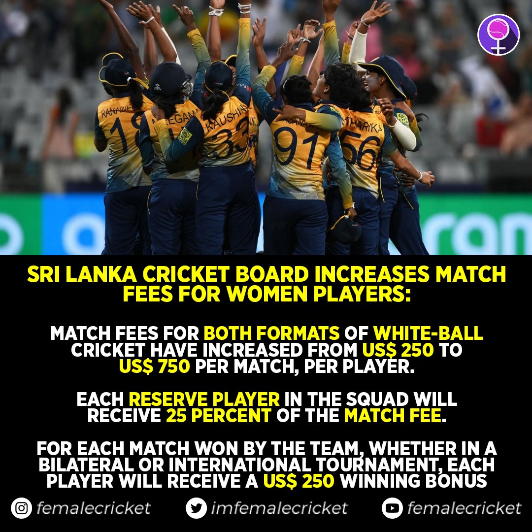 Female Cricket on Twitter "🇱🇰Sri Lanka Cricket announces an increased