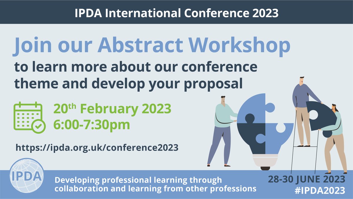 Considering writing your abstract for the #IPDA2023 @ipda_prof_learn conference, and would like some expert, friendly support to do so? Look no further! The indefatiguable @LO_EduforAll is offering a workshop - sign up below. Don't delay! Please RT bit.ly/3XtLwZW