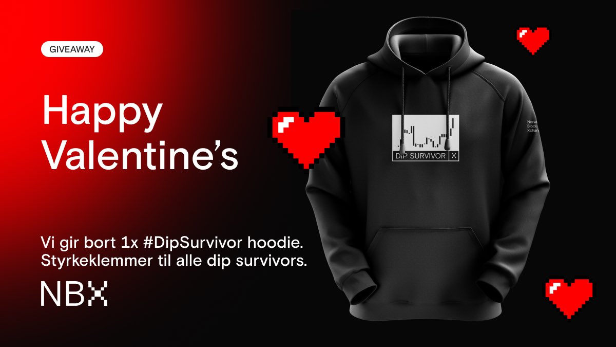 Vi feirer valentinsdagen med en #giveaway av #DipSurvivor hoodie til en heldig følger på Twitter! ❤️

For å delta ⤵️

Fortell oss hva du liker aller best ved krypto i kommentarfeltet og retweet 👈

Vi trekker en tilfeldig vinner i morgen kveld. ⏱ Lykke til 🤞