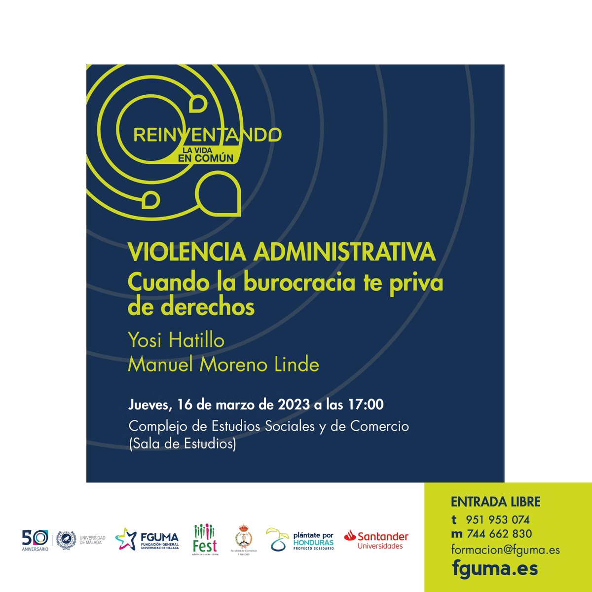fguma's tweet photo. #Reinventando la vida en común regresa con el encuentro: “VIOLENCIA ADMINISTRATIVA. Cuando la burocracia te priva de derechos” 

Abordaremos las dimensiones y daños de la burocracia extrema, sus causas y entrelazamientos con prejuicios diversos.

➕ ℹ️ https://t.co/VidPV49hxV https://t.co/rdBro3AtpY