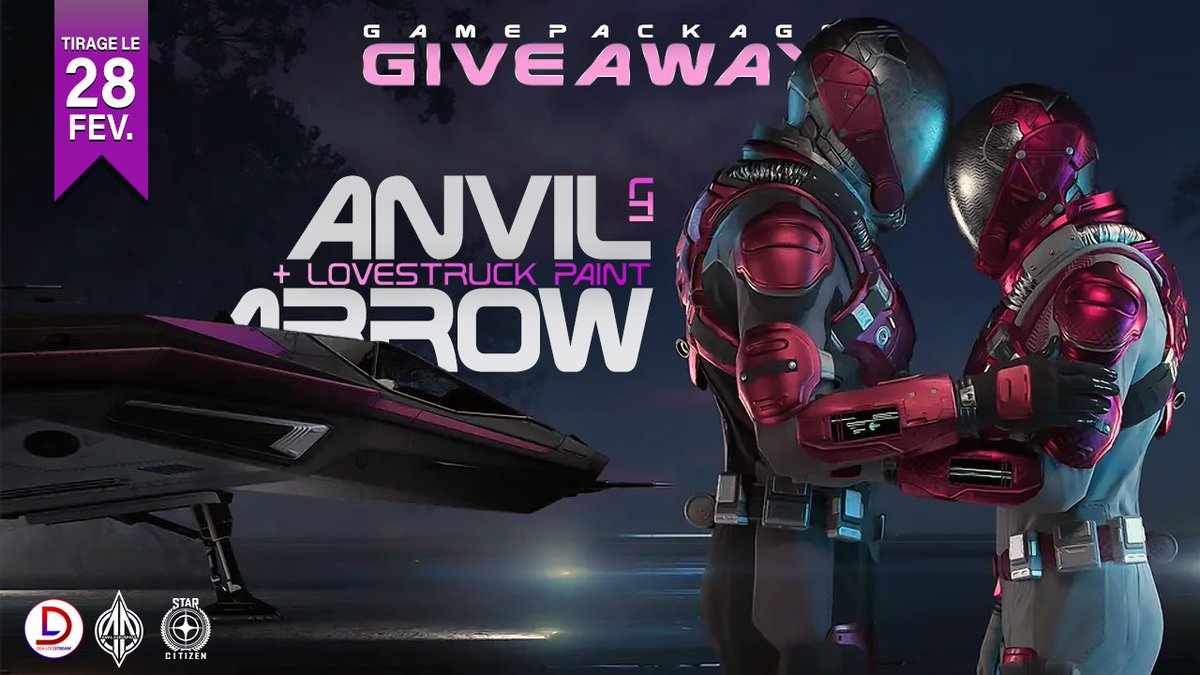 DealoC's tweet photo. Pour fêter le Coramor 2953 : #GIVEAWAY en partenariat avec @RobertsSpaceInd !

🍀Gagne le ANVIL ARROW LTI + LOVESTRUCK PAINT ! + le jeu Star Citizen !
📅TAS le MARDI 28 FEVRIER 2023 à 19h

Pour participer c'est ici ➡️https://t.co/mP0XookCev

Let's gooo ! 😍
#StarCitizen https://t.co/NgjEEwcBDg