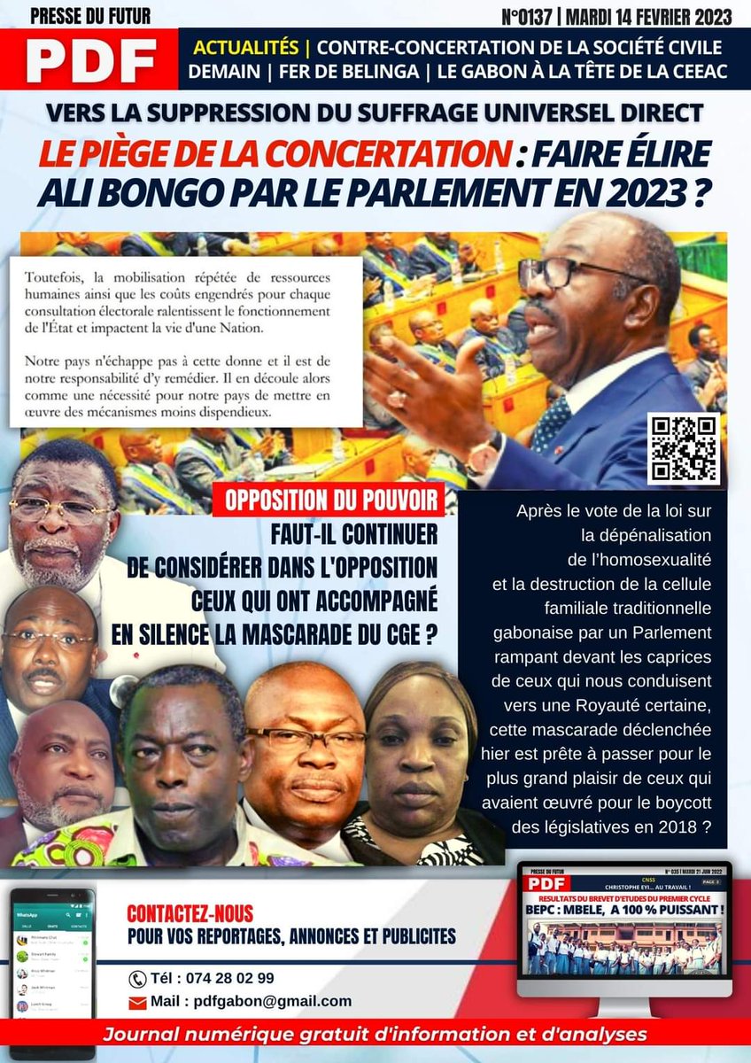 #GABON | 𝗧𝗲́𝗹𝗲́𝗰𝗵𝗮𝗿𝗴𝗲𝘇 𝗴𝗿𝗮𝘁𝘂𝗶𝘁𝗲𝗺𝗲𝗻𝘁 𝘃𝗼𝘁𝗿𝗲 𝗷𝗼𝘂𝗿𝗻𝗮𝗹 #PDF 𝗶𝗰𝗶 >>> bit.ly/3lzDy4k

<a href="/GouvGabon/">Gouvernement Gabon</a> <a href="/agp_feed/">Agence Gabonaise de Presse</a> @UNION_Gabon <a href="/gabonreview241/">Gabonreview.com</a> <a href="/afpfr/">Agence France-Presse</a> <a href="/RFIAfrique/">RFI Afrique</a> <a href="/jeune_afrique/">Jeune Afrique</a> <a href="/bbcafrique/">BBC News Afrique</a> <a href="/PresidentABO/">Ali Bongo Ondimba</a> <a href="/BilieByNze/">Bilie-By-Nze</a> <a href="/yveslaugoma1/">Gabonactu.com</a> <a href="/laffite_n/">Ntsegue Laffite Joyce</a>