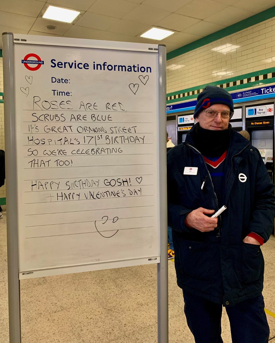 🌹Roses are red, 👕scrubs are blue...

Happy 171st Birthday <a href="/GreatOrmondSt/">Great Ormond Street Hospital for Children</a>, we 💜 you! 

Thank you to our friends at Russell Square <a href="/TfL/">TfL</a> for sharing the birthday love this #ValentinesDay