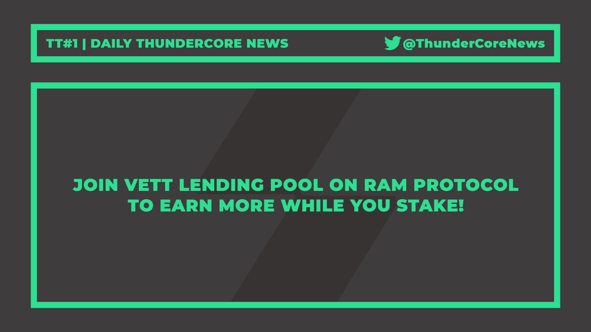 ThunderCoreNews's tweet photo. Join New $veTT Lending Pool on #RamProtocol to earn more while you #stake!
@FlashBoys_fi is a #lending protocol on @ThunderCoreLab blockchain.
Learn more: https://t.co/UkJCWJV12Q
#thundercore #ttusdt #tt $tt #staking #ramusdt #ram $ram #blockchain #defi #dapps #dapp #web3 https://t.co/jxv1pTIfiy