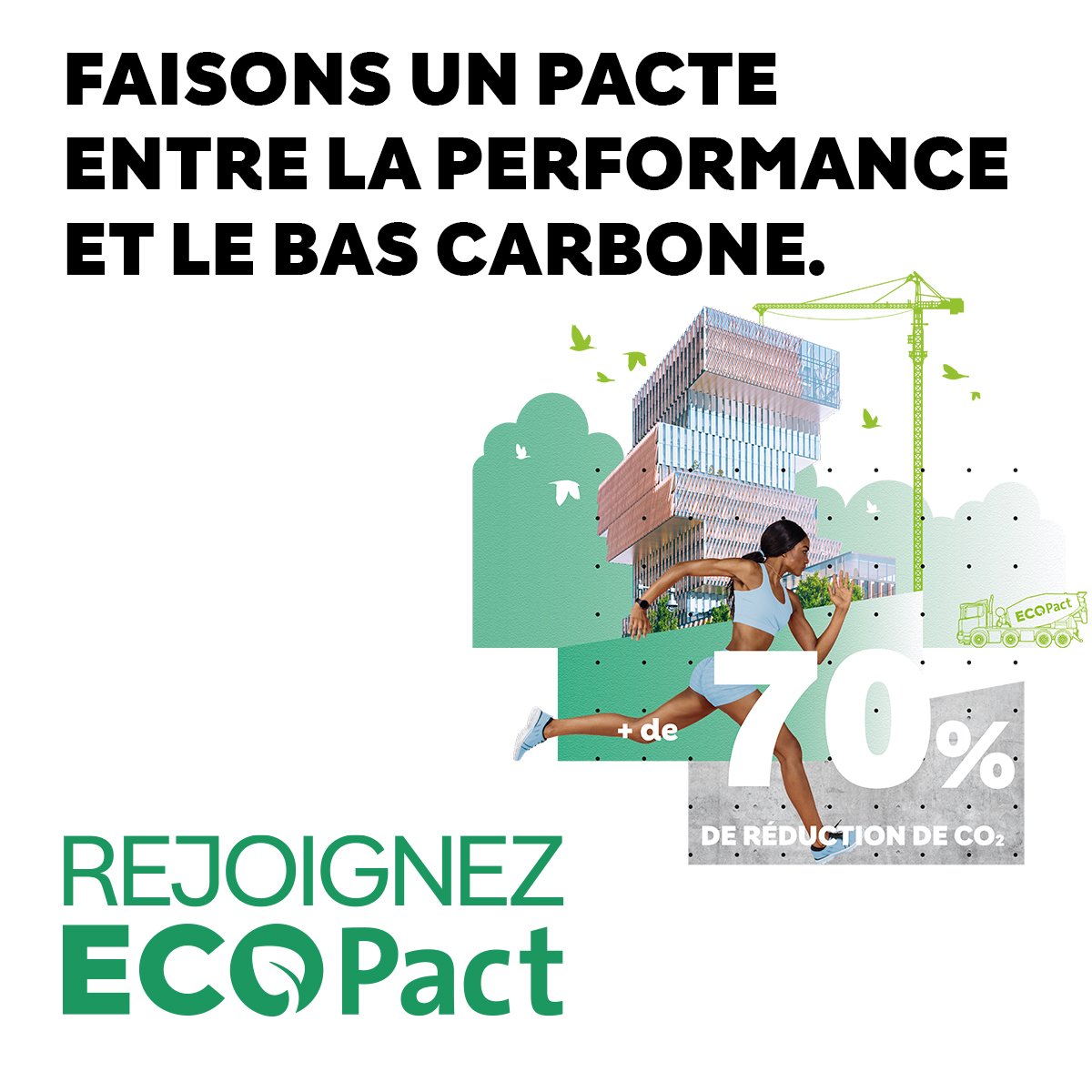 ECOPact, les bétons bas carbone pour construire responsable et durable. La gamme de bétons bas CO2 la plus large du marché, qui offre jusqu'à 70% de réduction de l'empreinte carbone !

Et sans changer les performances du béton ou sa mise en œuvre 👉 bit.ly/3wg2tMb