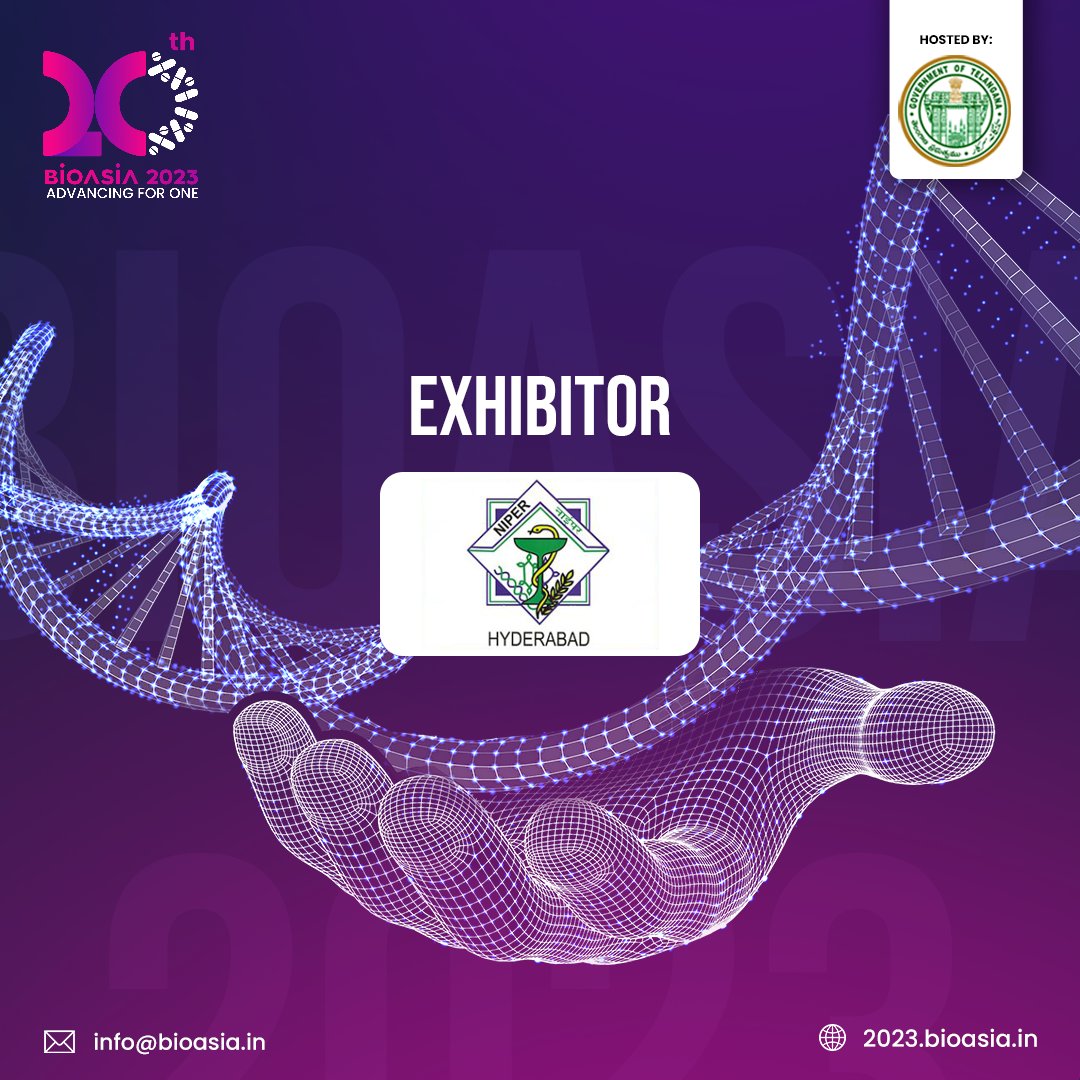 22nd BioAsia 2025 (@bioasiaofficial) on Twitter photo We are happy to have <a href="/NIPERHyd/">NIPER Hyderabad</a> as our Exhibitor for the 20th edition of #BioAsia.
Date: 24th-26th February
Location: HICC, Hyderabad
Register today - 2023.bioasia.in
#BioAsia2023 #AdvancingforOne #onehealth #20YearsofBioAsia #biotech #biopharma #medtech #medicine We are happy to have <a href="/NIPERHyd/">NIPER Hyderabad</a> as our Exhibitor for the 20th edition of #BioAsia.
Date: 24th-26th February
Location: HICC, Hyderabad
Register today - 2023.bioasia.in
#BioAsia2023 #AdvancingforOne #onehealth #20YearsofBioAsia #biotech #biopharma #medtech #medicine