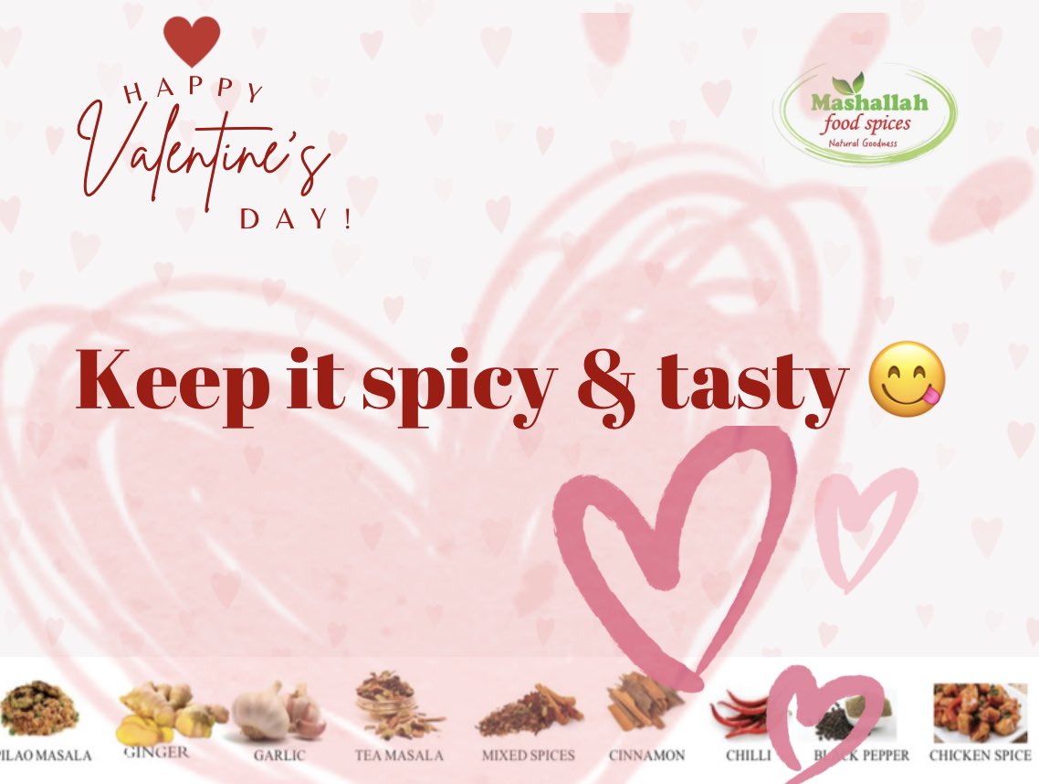 MashallaSpice's tweet photo. Keep it spicy &amp; tasty 😋 #happyvalentinesday https://t.co/m5aMJT3PSo