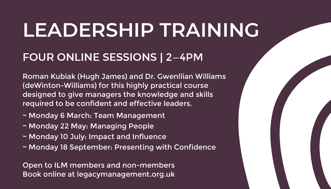 Would you like to be a more confident and effective leader? Join <a href="/RomanEKubiak/">Roman Kubiak TEP</a> and Dr Gwenllian Williams for four interactive, practical sessions designed to boost your skills. Open to all (discounted rate for ILM members). Details and booking: bit.ly/3Hj8P3L