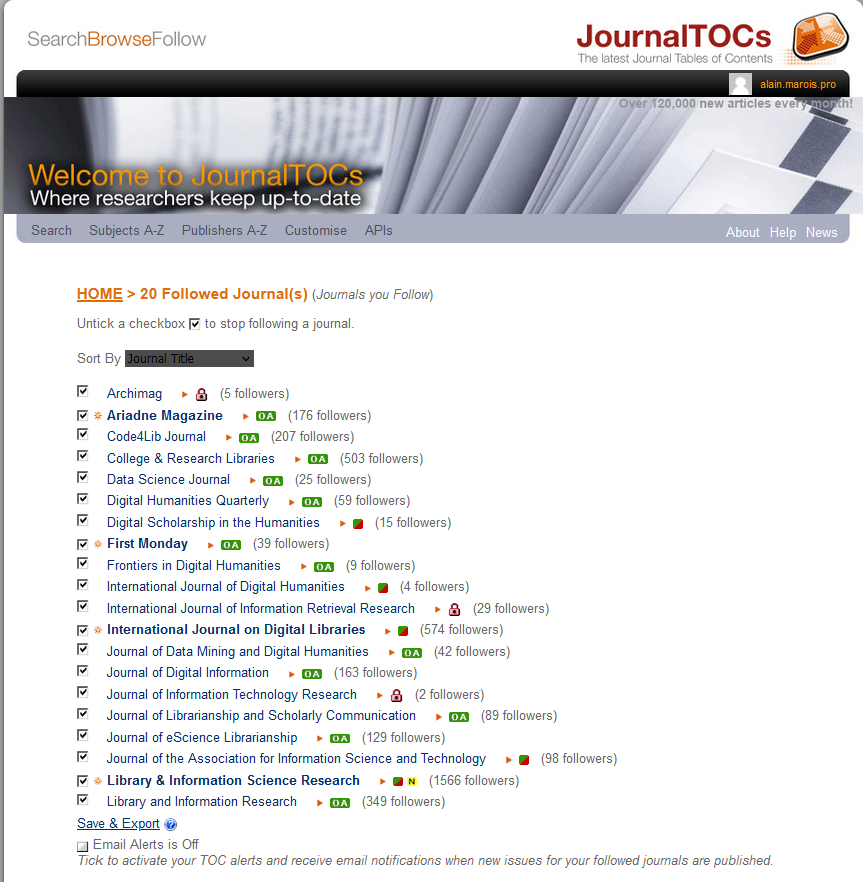 amarois's tweet image. Je refonds mon dispositif de #veille. Aujourd&apos;hui, point sur les sommaires de revues pro; sans exhaustivité assurée, j&apos;ai utilisé le fameux @JournalTOCs 
Quelques flux à reprendre après export de l&apos;#OPML
#RSS