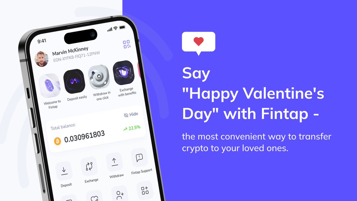 FintapOfficial's tweet photo. Say #HappyValentinesDay with Fintap - the most convenient way to transfer #crypto to your loved ones 💸
And, if your Valentine is also a #Fintap user, you'll be able to send crypto for free: https://t.co/skJx7c4p2O 
That's right, no hidden fees or charges 💌 https://t.co/sdVZ8pxLCN