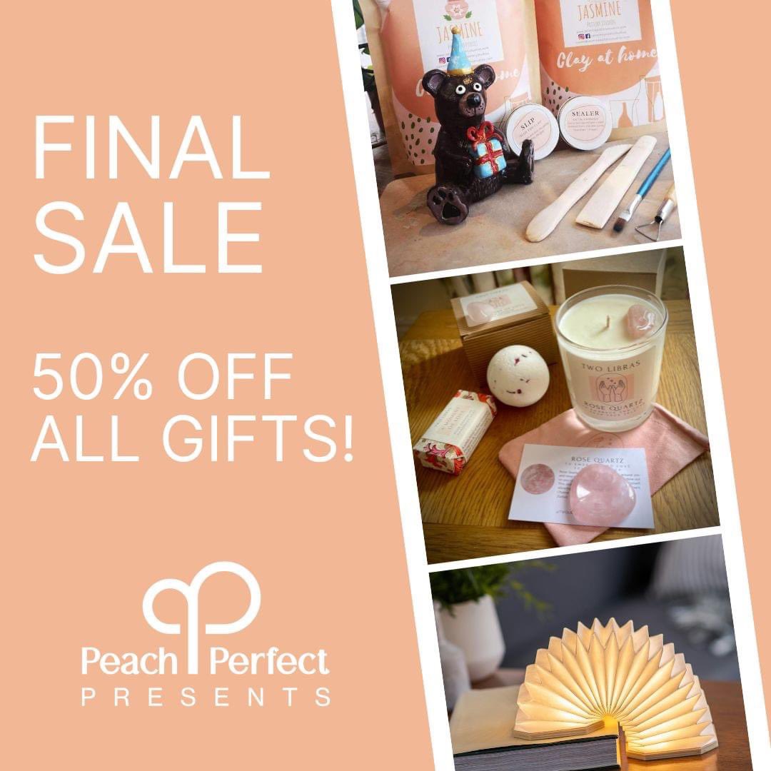 PeachPerfect2's tweet image. Don't miss out on your last chance to get a fabulous 50% OFF ALL GIFTS in our final retirement sale - stock up now and save on all your present shopping for 2023!😍 All in our latest newsletter bit.ly/3xo4IxL #finalsale #perfectpresent #giftideas #happyshopping 💝