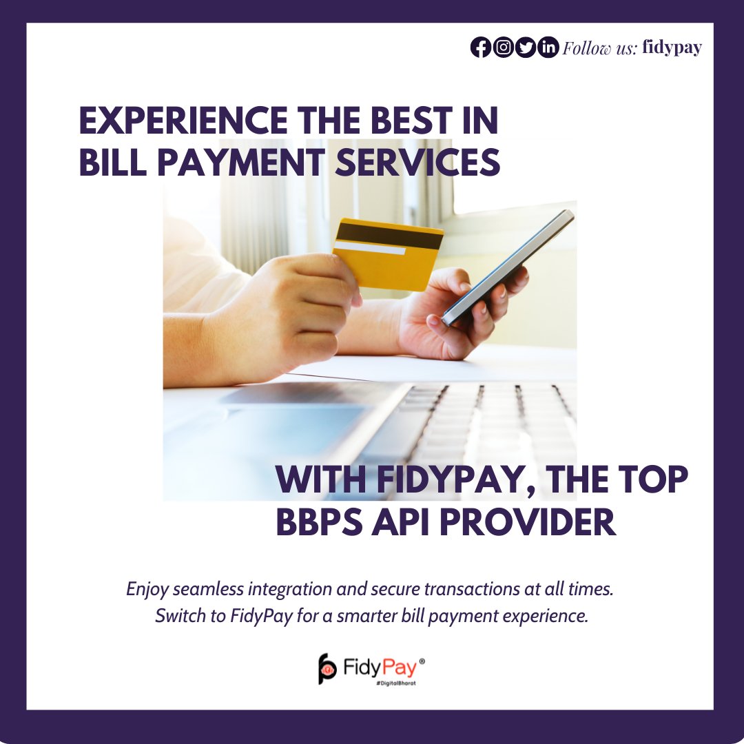FidyPay's tweet image. With the help of @FidyPay a top 𝐁𝐁𝐏𝐒 𝐀𝐏𝐈 𝐏𝐫𝐨𝐯𝐢𝐝𝐞𝐫, you can now quickly integrate the BBPS best commission API into your current bill payment system or website
Get Going- fidypay.com/product/bbps/
#BBPS #APIProvider #BBPSAPI #Payment #BillPayment #FidyPay #Indore