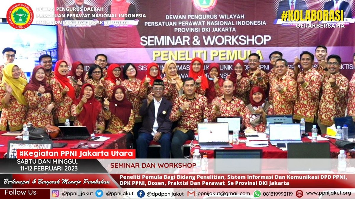 ppnijakut's tweet photo. Kegiatan seminar dan workshop peneliti pemula yang diadakan oleh DPW PPNI DKI Jakarta yang dilaksanakan pada hari sabtu-minggu tanggal 11-12 Februari 2023 di Grha DPW PPNI DKI Jakarta dengan tujuan meningkatkan publikasi penelitian keperawatan di DKI Jakarta. https://t.co/9TC6ZESDBo