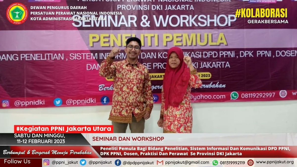 ppnijakut's tweet photo. Kegiatan seminar dan workshop peneliti pemula yang diadakan oleh DPW PPNI DKI Jakarta yang dilaksanakan pada hari sabtu-minggu tanggal 11-12 Februari 2023 di Grha DPW PPNI DKI Jakarta dengan tujuan meningkatkan publikasi penelitian keperawatan di DKI Jakarta. https://t.co/9TC6ZESDBo