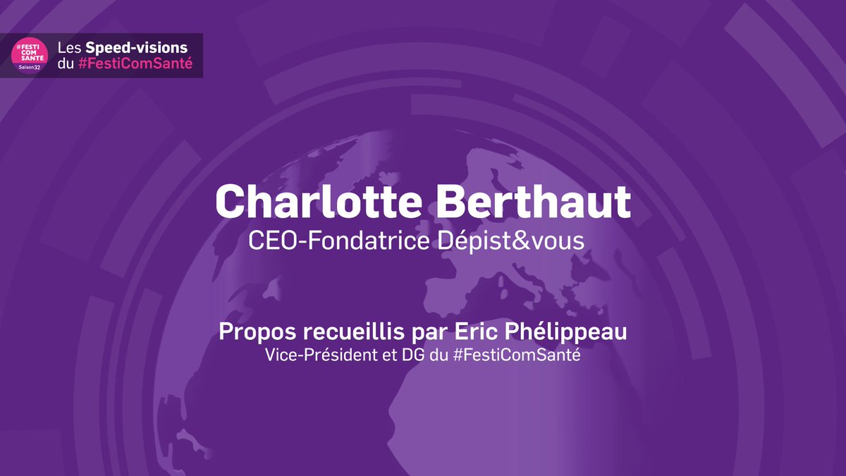 En Replay 🖥️
🎤#Speedvision #Festicomsante
« #Prévention, #dépistage, quels processus de communication mettre en œuvre ? »

✔️ Charlotte Berthaut CEO - Fondatrice <a href="/depistetvous/">Dépist&vous</a>  par <a href="/EricPhelippeau/">Eric Phélippeau</a>

#comsanté #processusdecommunication #hcsmeufr 

festivalcommunicationsante.fr/prevention-dep…