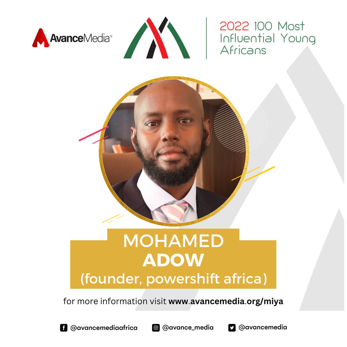 We're so proud of our director @mohadow for making 
@avancemedia's 2022 List of 100 Most Influential Young Africans! 👏
 #100MIYA 
avancemedia.org/100miya