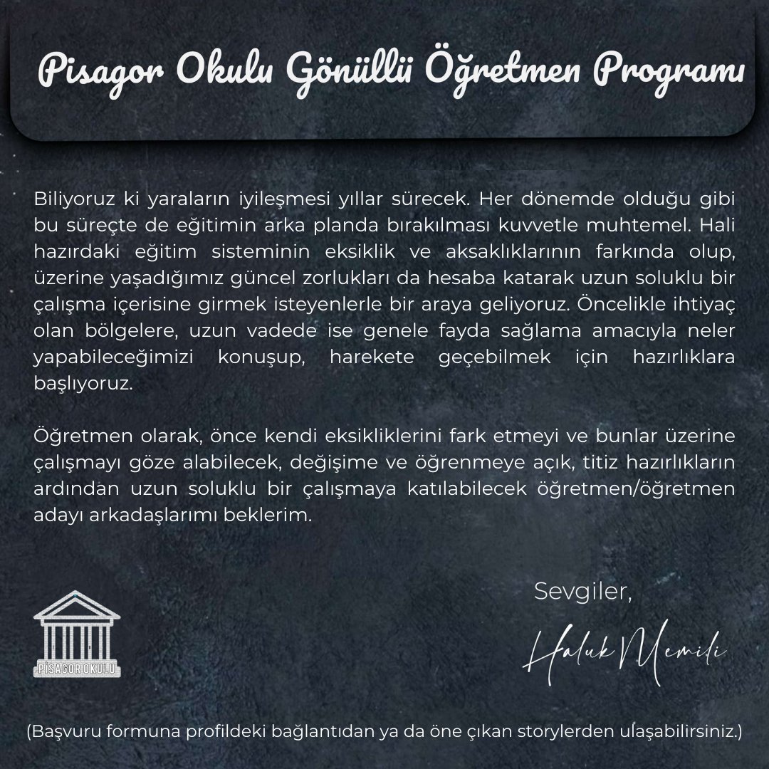 İlgilenenler için başvuru formu: forms.gle/69fTFA3PNrbtW2…