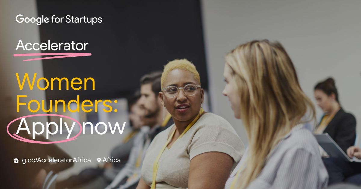 📣 Calling all women founders in Africa! Applications for the Google for Startups Accelerator: Women Founders (Africa) are now open until Feb 20, 2023. Get 12 weeks of support from Google's experts and products. Learn more: g.co/acceleratorafr… #AcceleratedWithGoogle