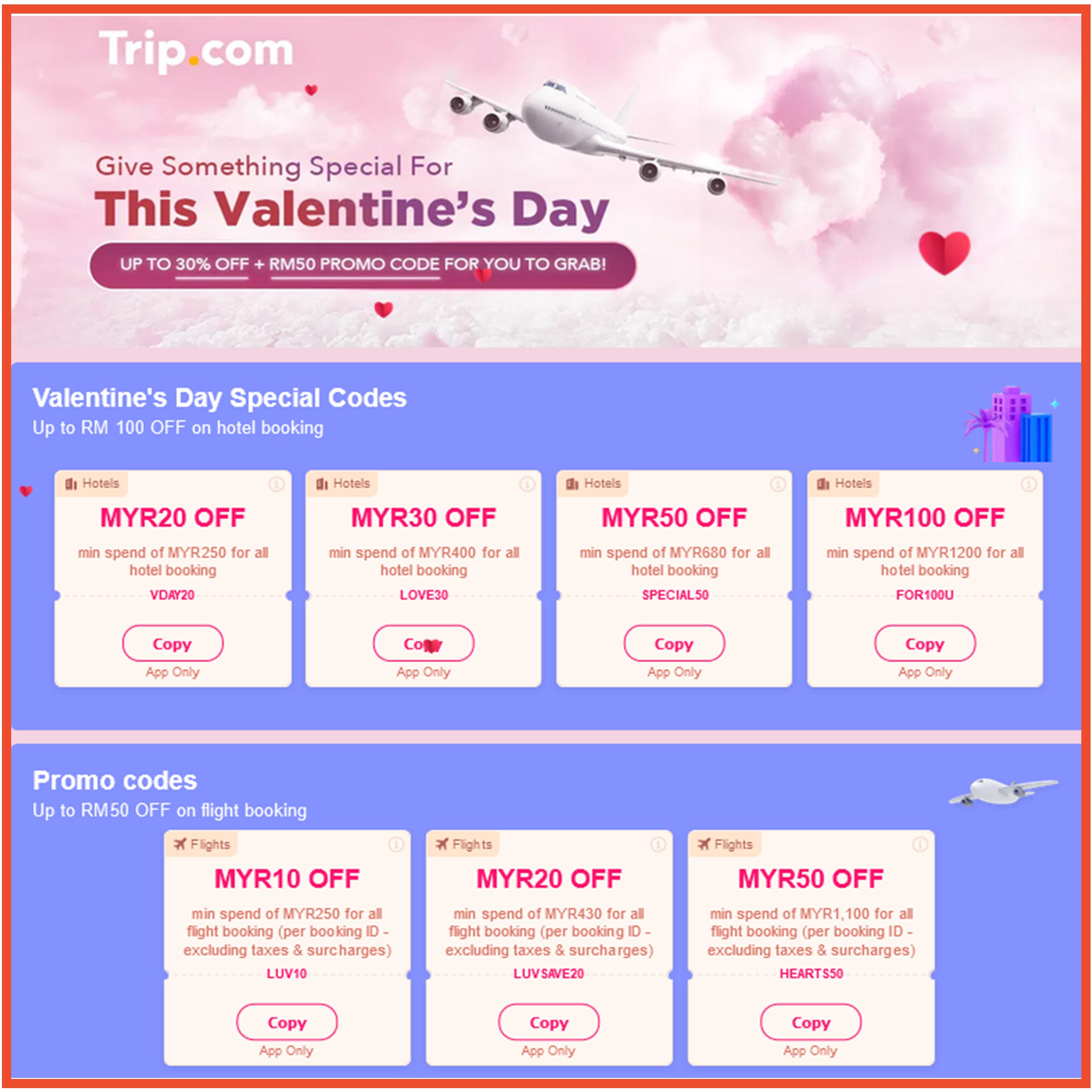 Trip.com x Valentine's Day - One Day Only Promotions