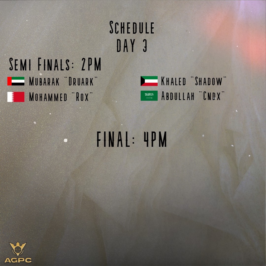 pokeMiddleEast's tweet photo. ITS FINALS DAY to crown the first ever AGPC 🔥

اليوم النهائي لبطولة الخليج العربي 🔥🏆 من بكون بطل نسخة الاولى https://t.co/J8skLiXjpT