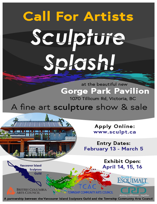CALL FOR ARTISTS
We are excited to host Sculpture Splash! A fine art sculpture show &amp; sale in the beautiful Gorge Park Pavilion, in Esquimalt, BC! Presented by Township Community Arts Council. #yyjarts
Lots more info can be found at:
sculpt.ca