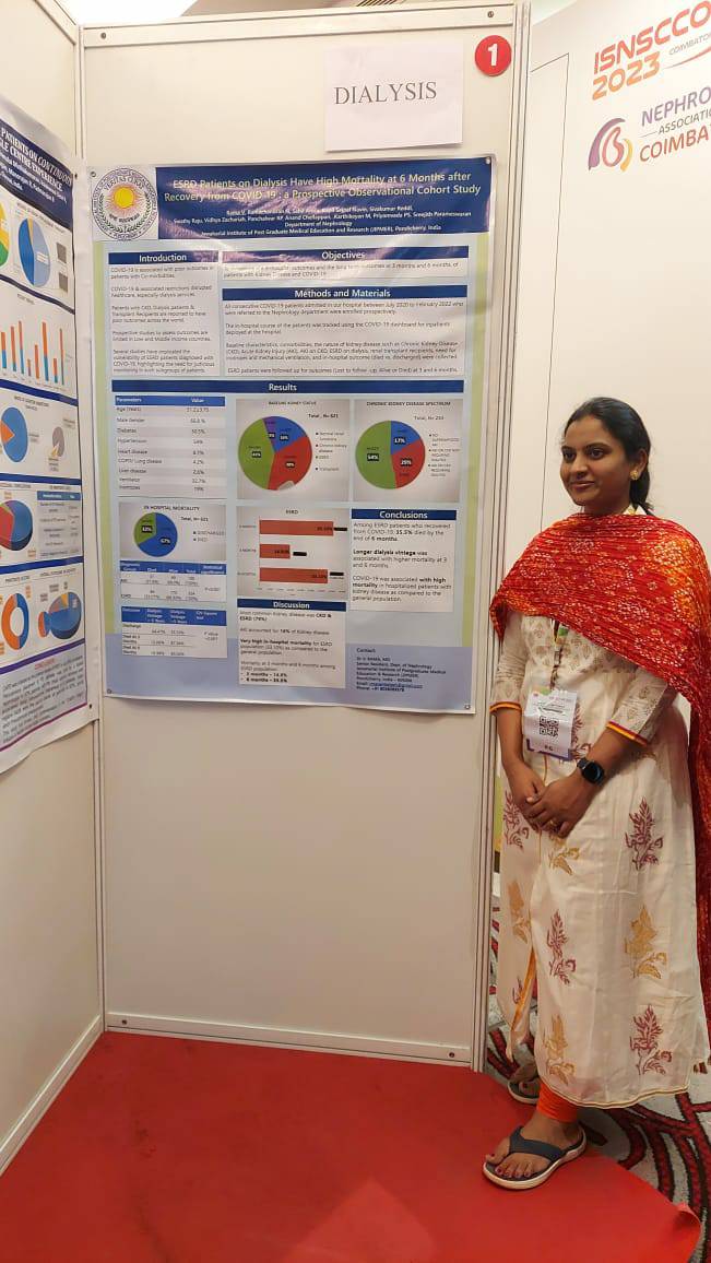 @JipmerNephro at the #ISNSCCON 2023, Coimbatore Dr N. Ramachandran & Dr V. Rama, DM Nephrology trainees @JipmerNephro presented posters on 'Clinical Spectrum of AKI from AIN' & 'Longterm Outcomes of Dialysis Pts after COVID-19'. @RamaVenkateshpr @Dr_RamMD