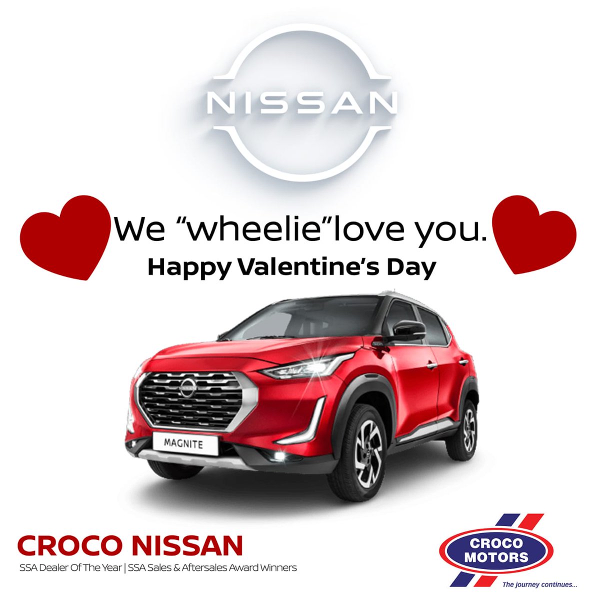 CrocoNissan's tweet photo. Happy Valentine's day🥰

#valentines2022 #valentinesgift #valentinespecial #happyvalentinesday #harare #zimbabwe #crocomotors #Nissan #NissanMagnite #thejourneycontinues❤️ https://t.co/eSYQxU5cmj