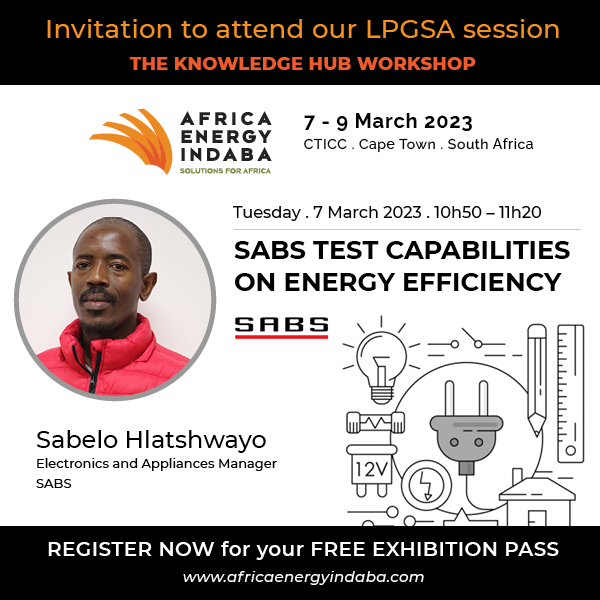 SABSApproved's tweet image. Sabelo Hlatshwayo, Electronics and Appliances Manager at @SABSApproved, will address SABS' test capabilities on #energyefficiency  during the Knowledge Hub workshop at @EnergyIndaba (7-9 March 2023).

Register now for your free exhibition pass: africaenergyindaba.com
 #AEI2023