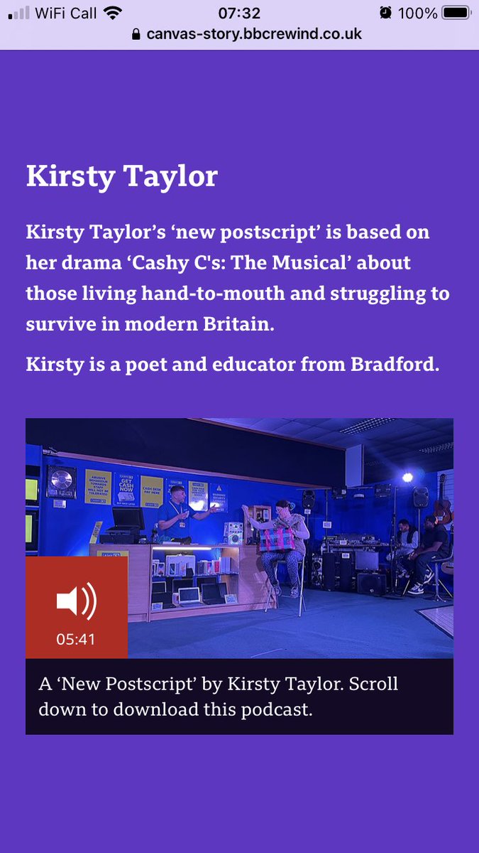 We reimagined JB Priestleys ‘Post Scripts’ Bradford style for <a href="/BBCSounds/">BBC Sounds</a> with <a href="/UniofBradford/">University of Bradford</a> Here’s a snippet of #CashyCs and our Wax Melt Wendy trying her best to mek a bit of money for them on the estate who are struggling canvas-story.bbcrewind.co.uk/postscripts/