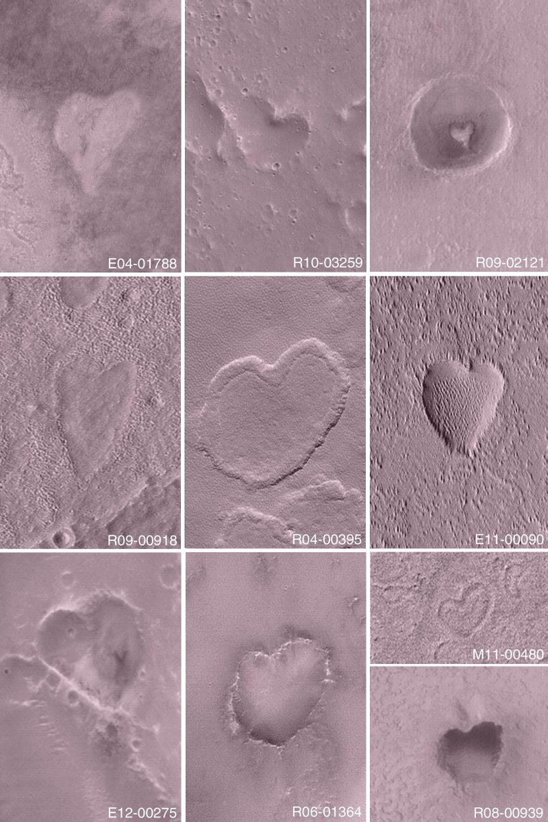 It never gets old: all the hearts spotted on #Mars

[📷 Mars Global Surveyor: go.nasa.gov/2LT1sq2]