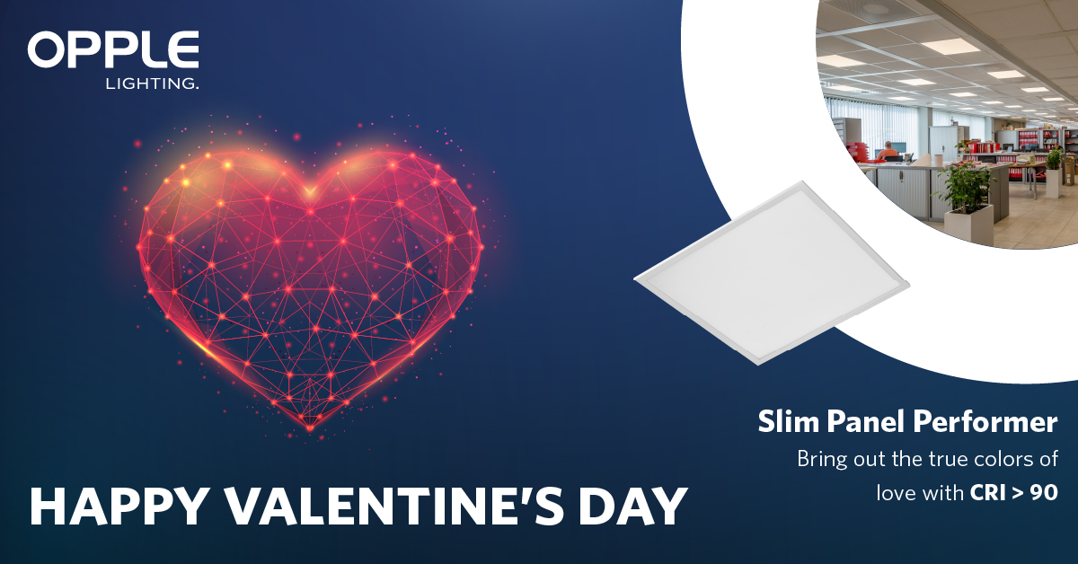 ❤️𝗛𝗮𝗽𝗽𝘆 𝗩𝗮𝗹𝗲𝗻𝘁𝗶𝗻𝗲'𝘀 𝗗𝗮𝘆! 
Bring out the true colors of love and make them shine even brighter with our CRI 90 LED Slim Panel Performer URG 19. 
#ValentinesDay #RedColorOfLove #CRI90 #LED #SlimPanelPerformer #EnergyEfficiency #OPPLELightingEurope