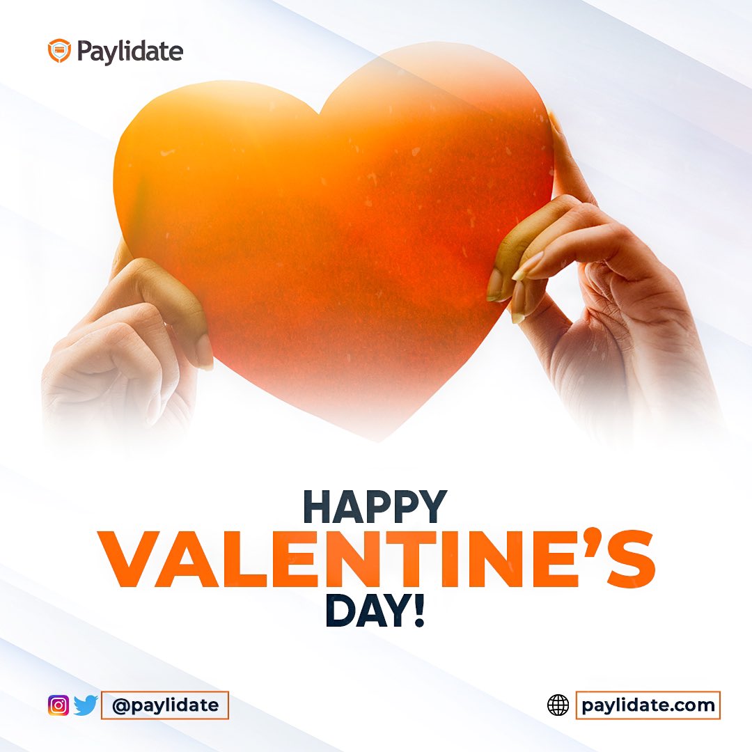 paylidate's tweet photo. Happy Valentine’s day!!🧡🧡
Here’s wishing you all a life full of love and purpose. Spread Love🤗
#Paylidate #valentines #Meethalfway #ecommerce #buyersandsellers #loveandlight https://t.co/CAZ30S7sxh