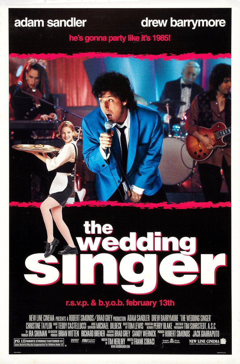 🎬MOVIE HISTORY: 25 years ago today, February 13, 1998, the movie ‘The Wedding Singer’ opened in theaters!

#AdamSandler #DrewBarrymore #ChristineTaylor #JodiThelen #AllenCovert #AngelaFeatherstone #MatthewGlave #EllenAlbertiniDow #AlexisArquette #BillyIdol #KevinNealon