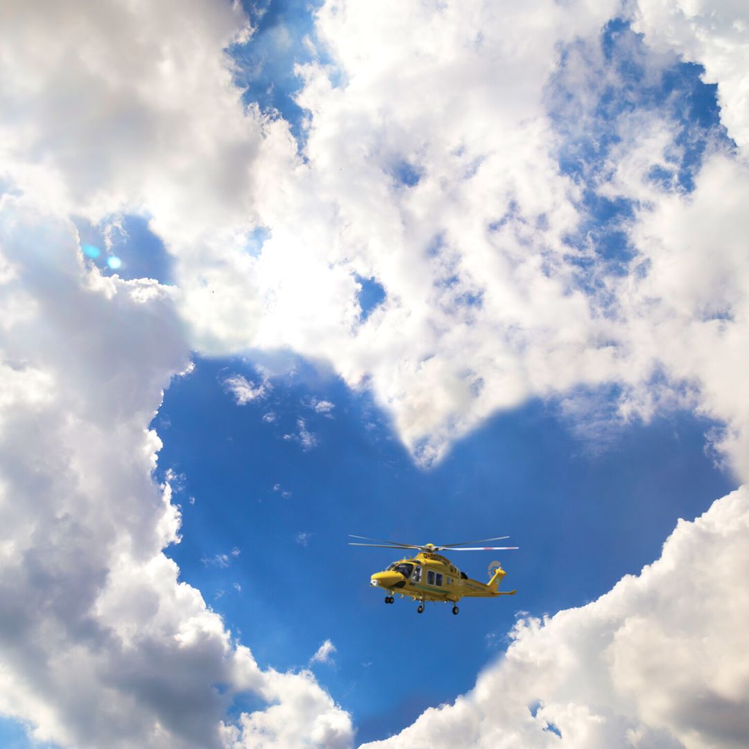 Our helicopter is yellow,
The sky is blue,
Did you know DSAA
Is funded by you? 
Happy Valentine’s Day 💚 Thank you for keeping us flying all year round.