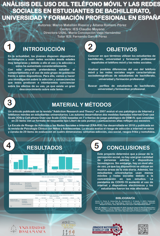 IESClaudioM's tweet photo. Los alumnos Marco Matellán y Aitana Romero hoy presenta su proyecto de "ANÁLISIS DEL USO DEL TELÉFONO MÓVIL Y LAS REDES" https://t.co/5gC5ir7xlI
